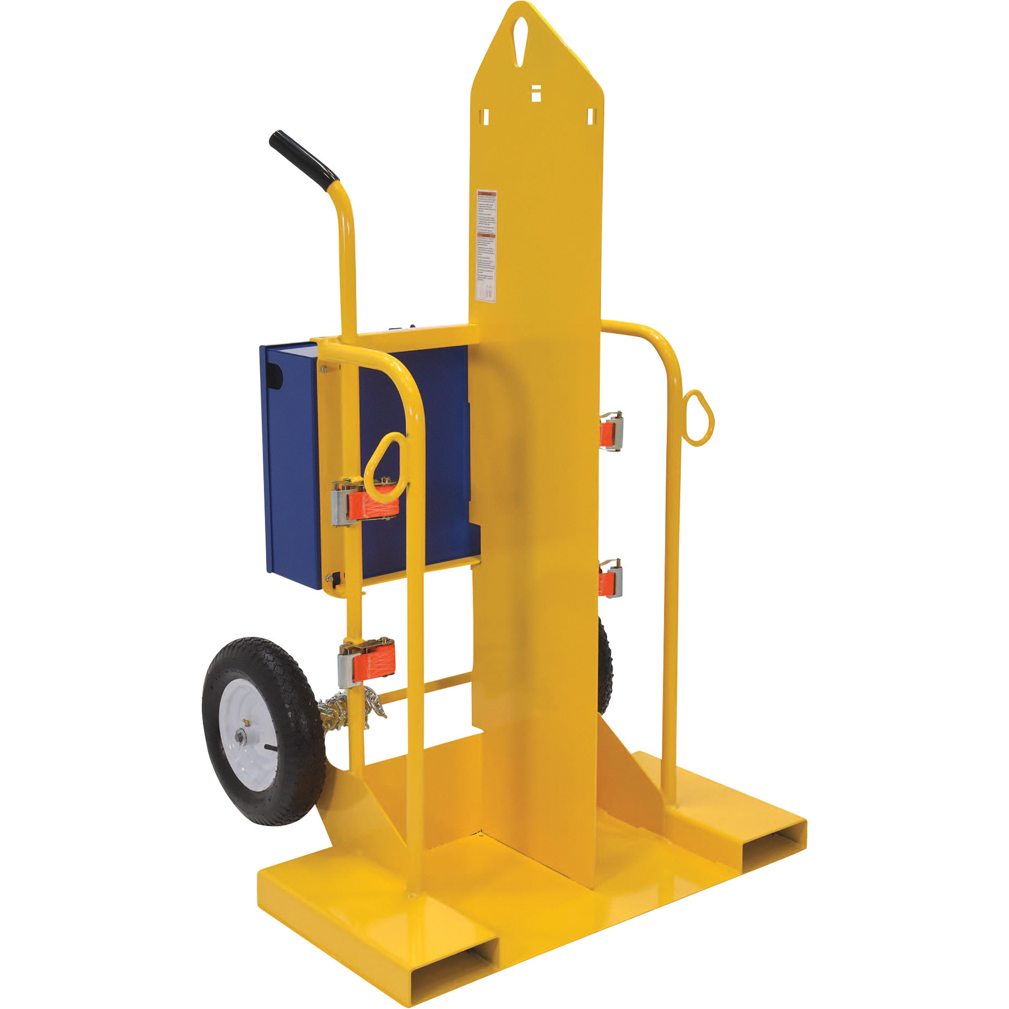 Vestil Welding Cylinder Cart with Fork Pockets - 500-Lb. Capacity, Pneumatic Wheels, Powder-Coat Finish, Model# CYL-2